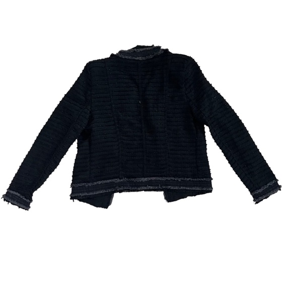 L'AGENCE Agnes Tweed Jacket in Black Wash, Size Small, Made in USA, Denim Fringe - Picture 5 of 12